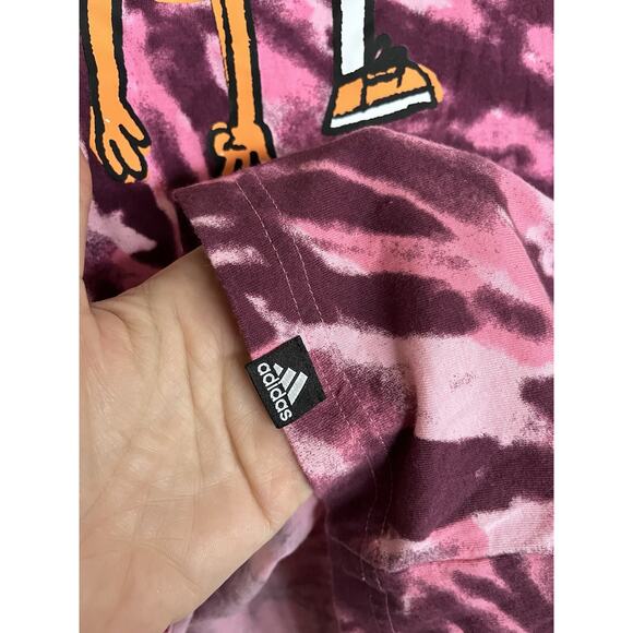 Adidas Basketball T-Shirt Pink & Purple Tie Dye Short Sleeve Crewneck Adult L - Picture 2 of 4